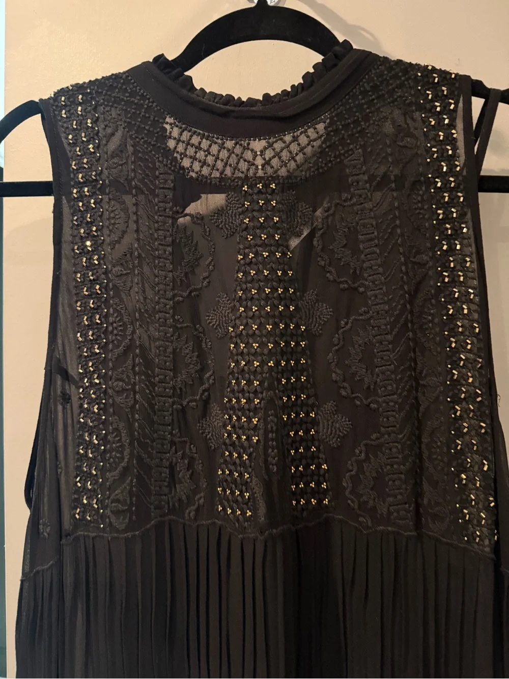 Free People Black Embellished Tiered Maxi Dress